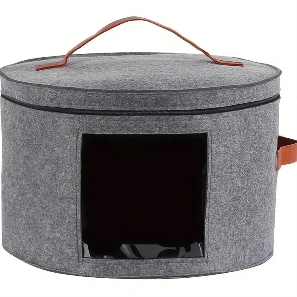 Gray Felt Hat Storage Box, NEW